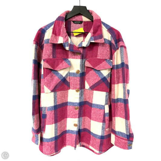 Jacket Shirt By Members Mark In Blue & Pink, Size: L