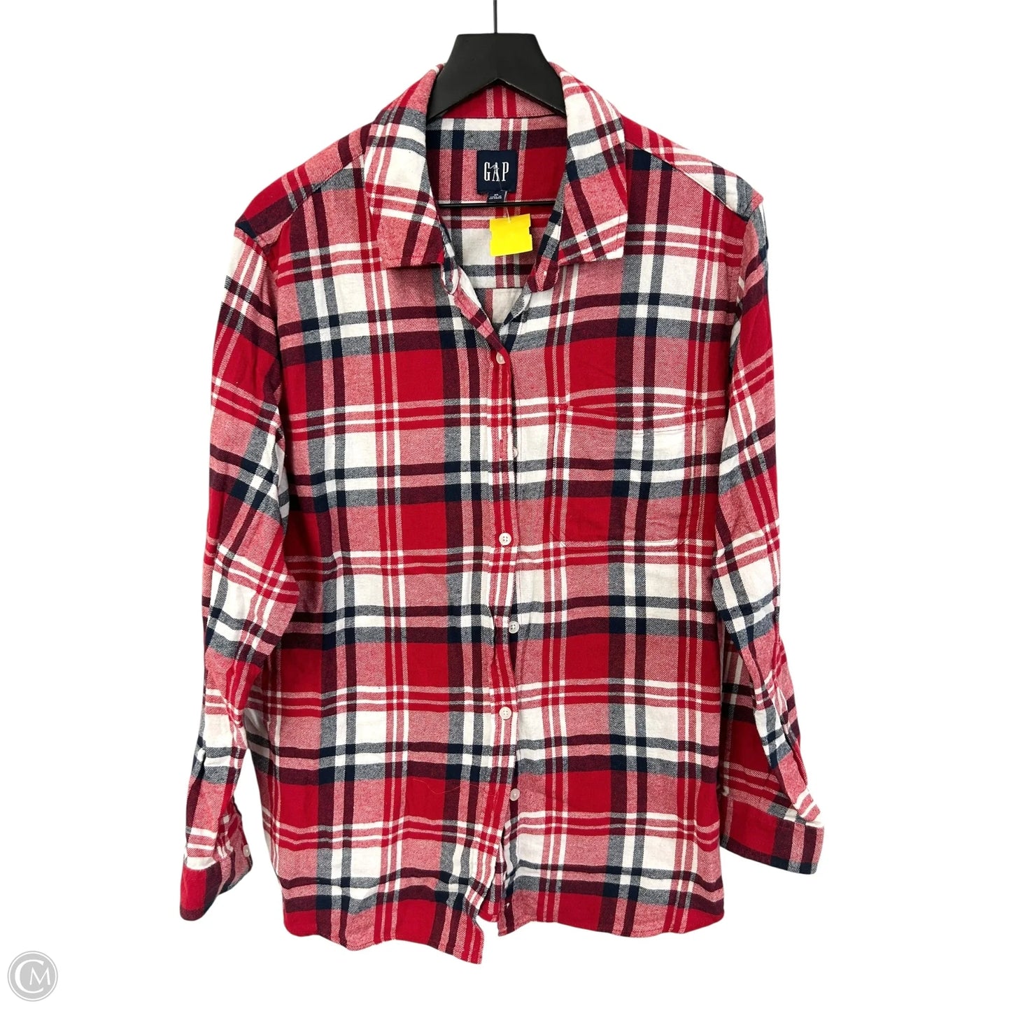 Blouse Long Sleeve By Gap In Plaid Pattern, Size: Xl