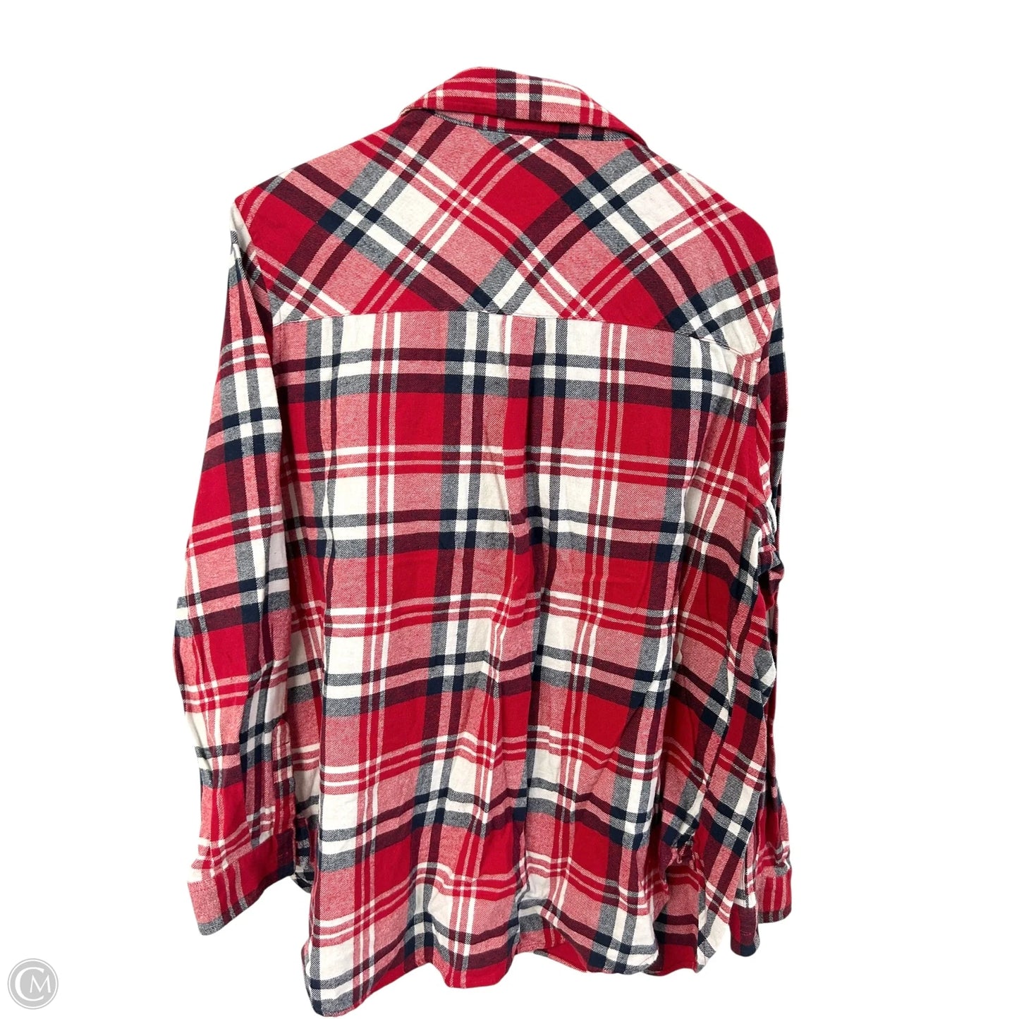 Blouse Long Sleeve By Gap In Plaid Pattern, Size: Xl