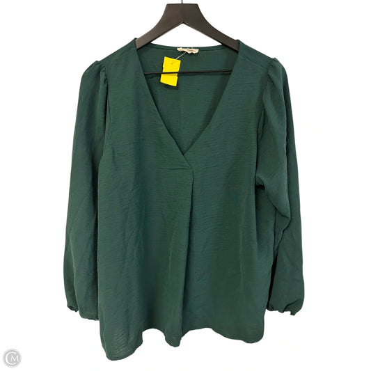Top Long Sleeve By Ee Some In Green, Size: L