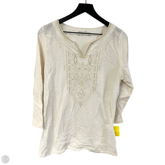 Top Long Sleeve By Eddie Bauer In White, Size: L