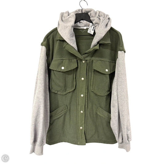 Jacket Shirt By Clothes Mentor In Green & Grey, Size: M