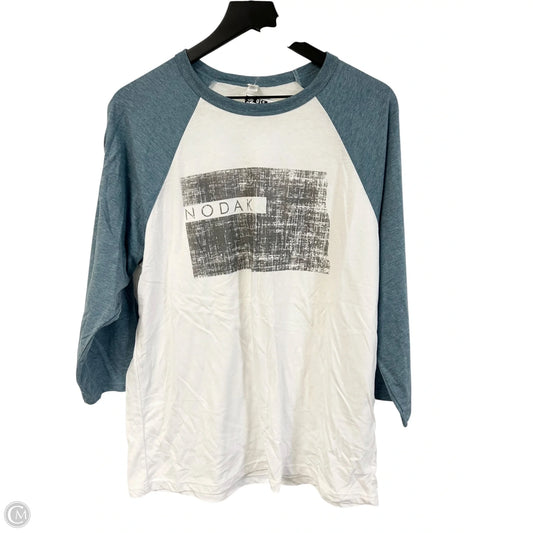Top Long Sleeve By Bella + Canvas In Blue & White, Size: L