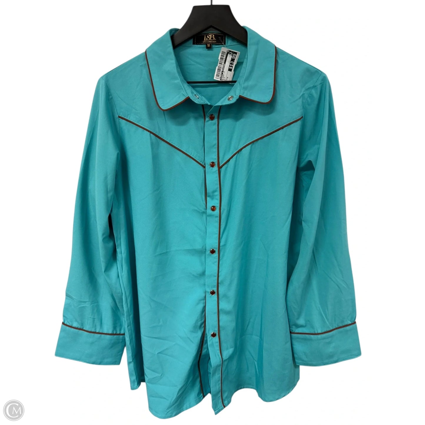 Blouse Long Sleeve By Lucky & Blessed In Blue, Size: M