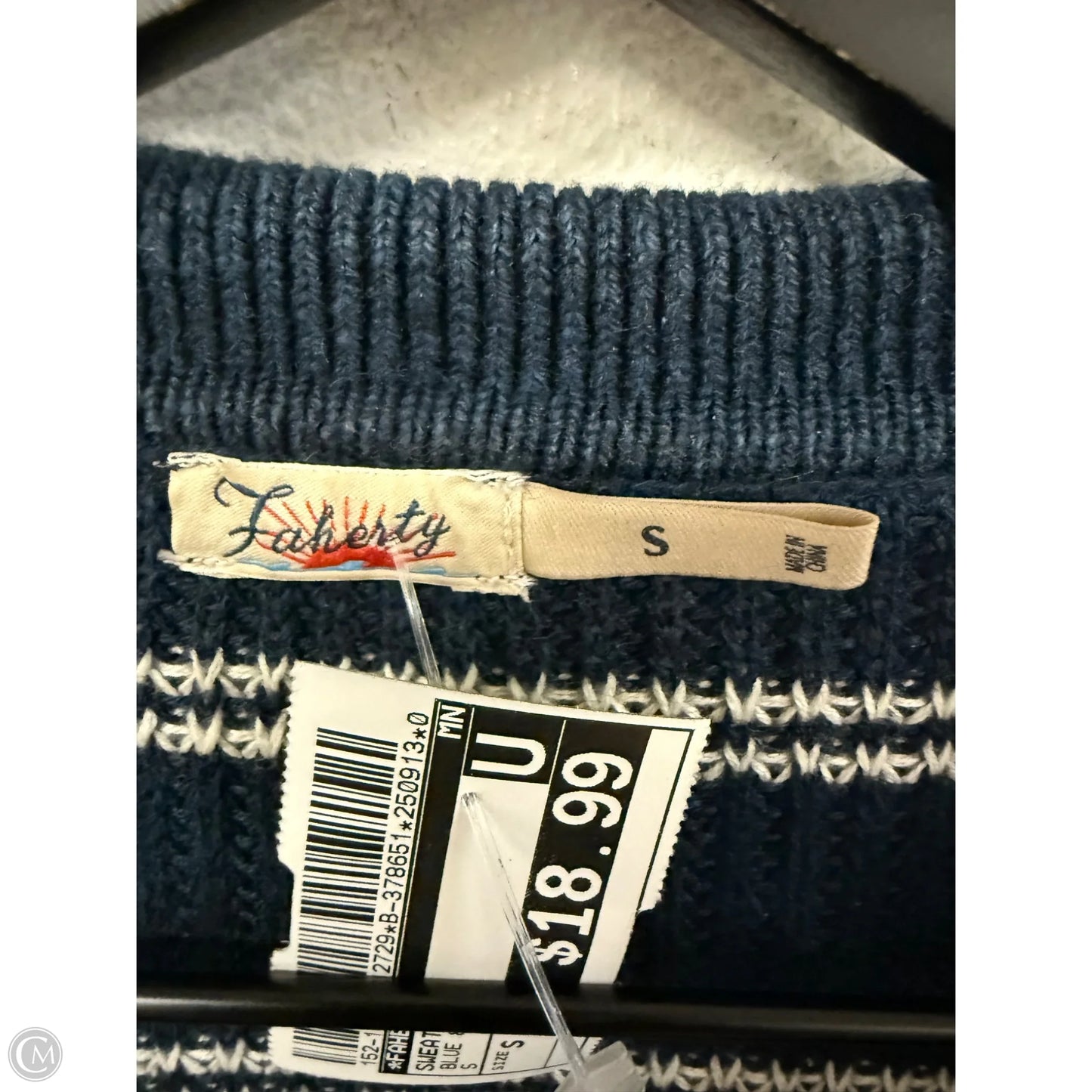 Sweater By Faherty In Blue & White, Size: S