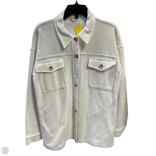 Jacket Shirt By Hem & Thread In White, Size: L