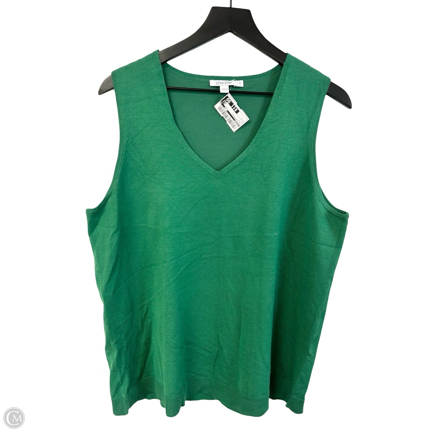 Top Sleeveless By Chicos In Green, Size: L