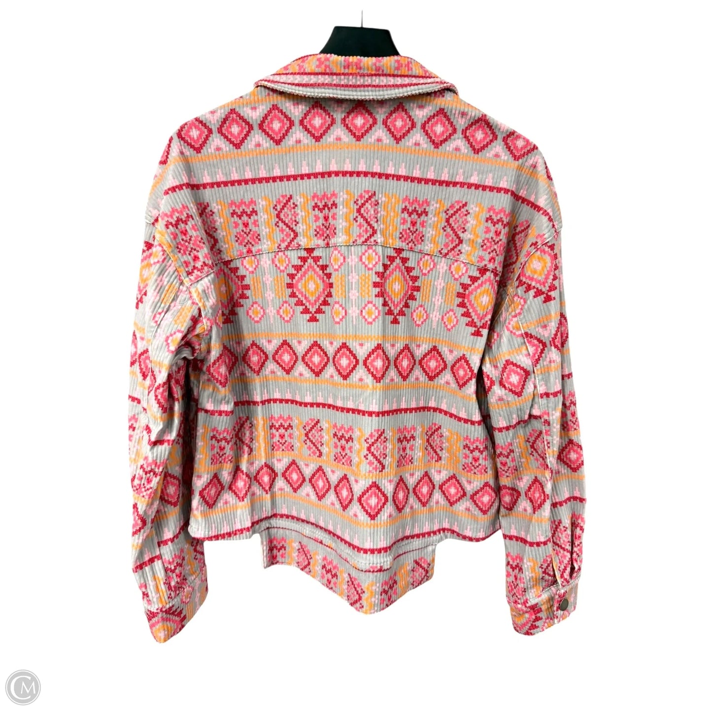 Jacket Shirt By Savanna Jane In Grey & Pink, Size: S