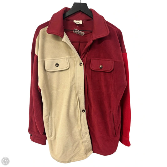 Jacket Shirt By Bibi In Red & Tan, Size: M