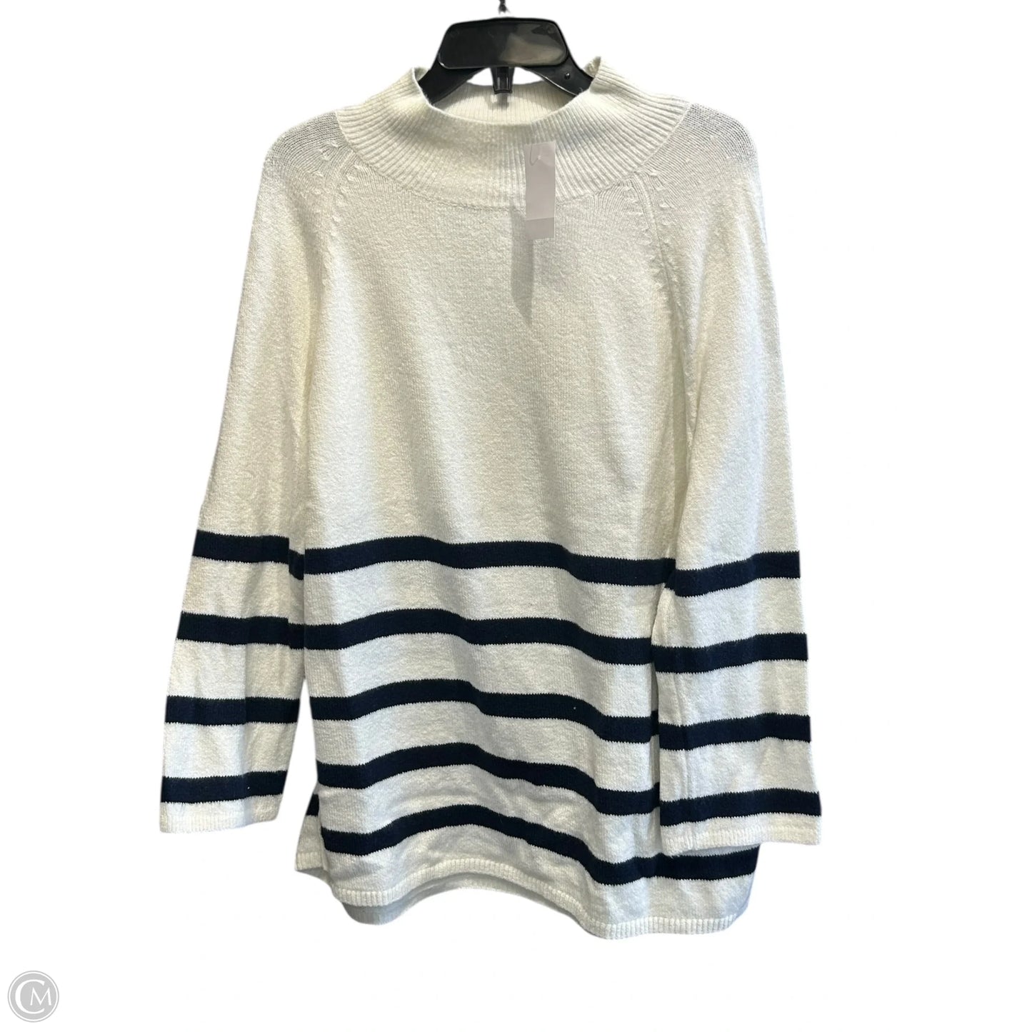 Sweater By Loft In Blue & White, Size: L