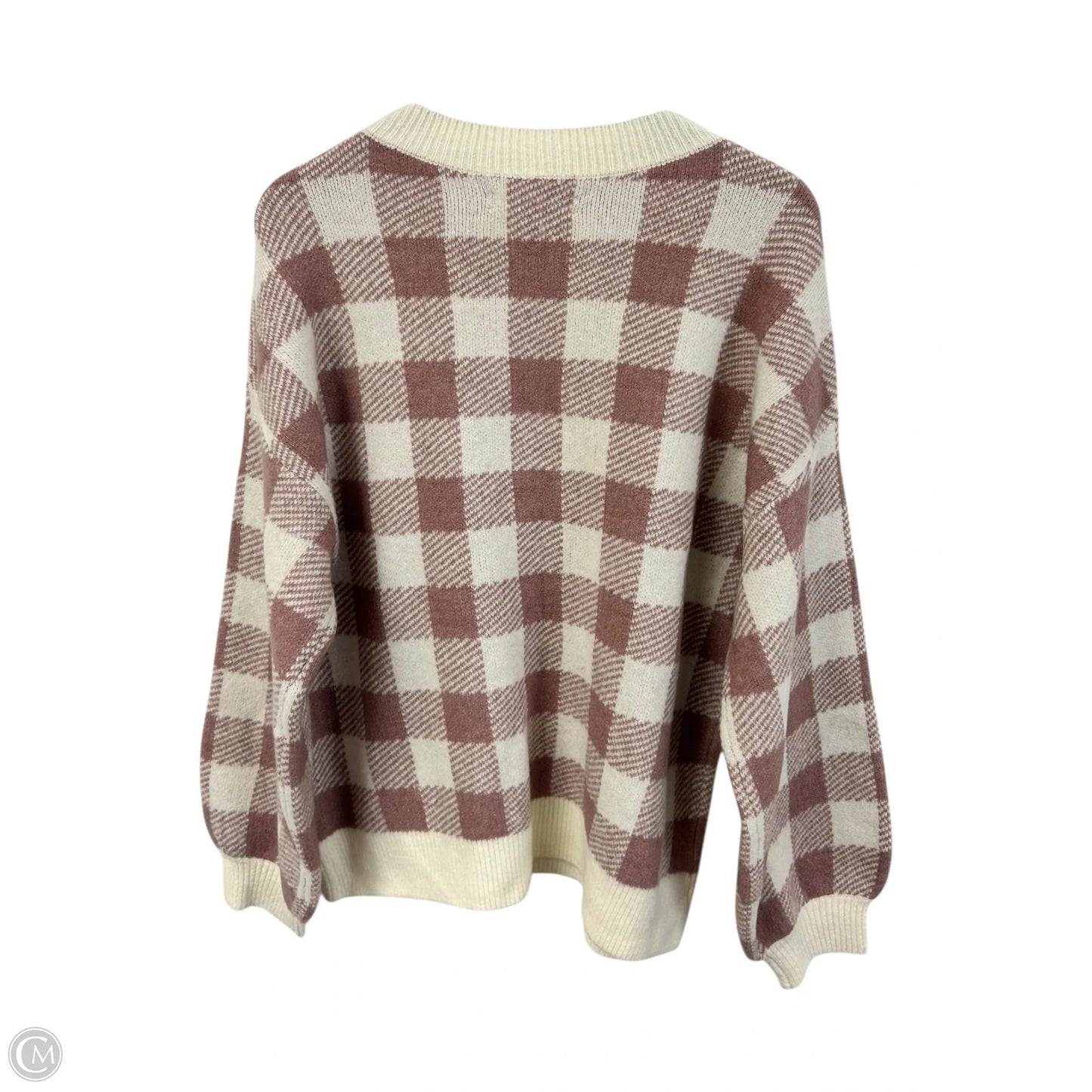 Sweater By Loft In Pink & White, Size: L