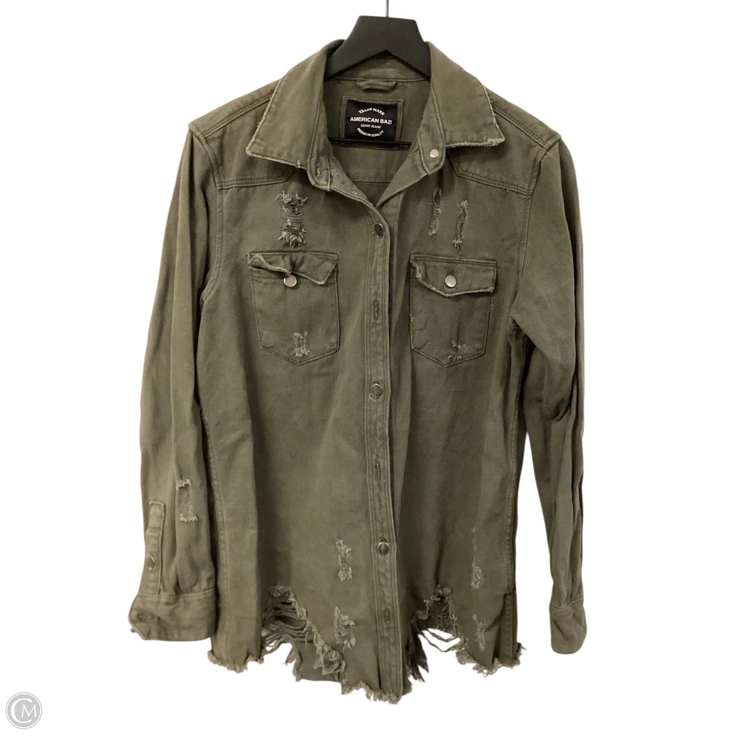 Jacket Denim By American Bazi In Green Denim, Size: M