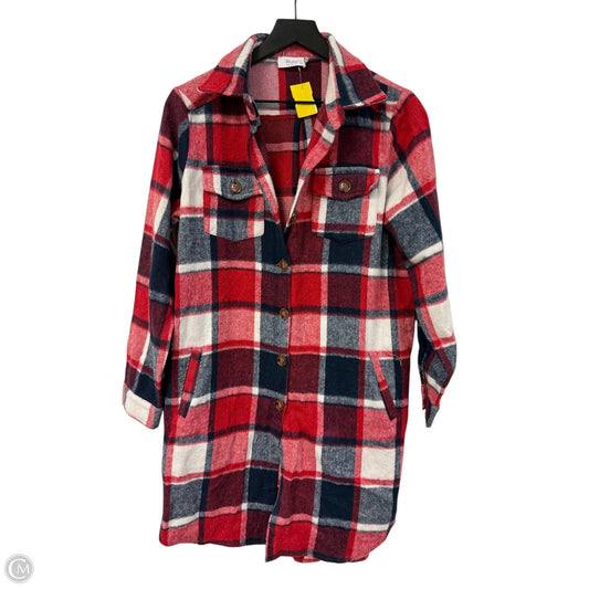 Jacket Shirt By Bluivy In Blue & Red, Size: S