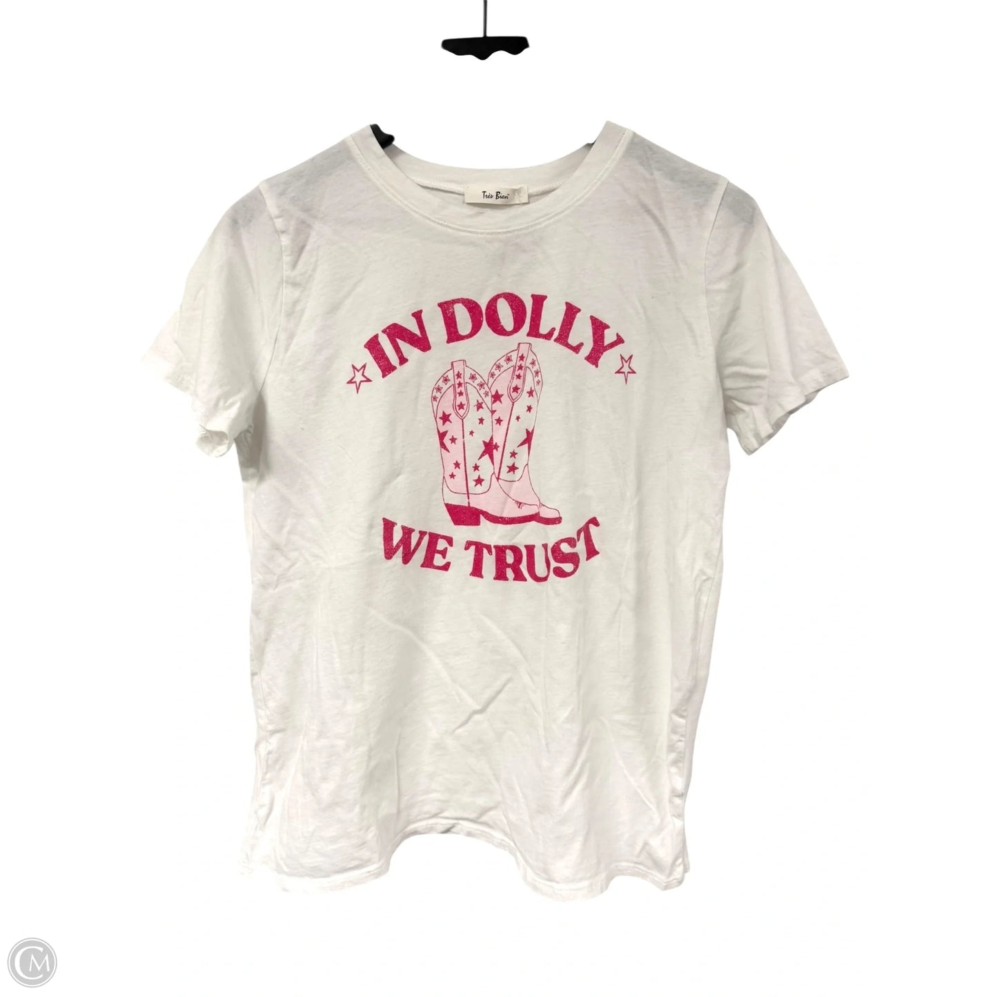 Top Short Sleeve By Tres Bien In Pink & White, Size: M