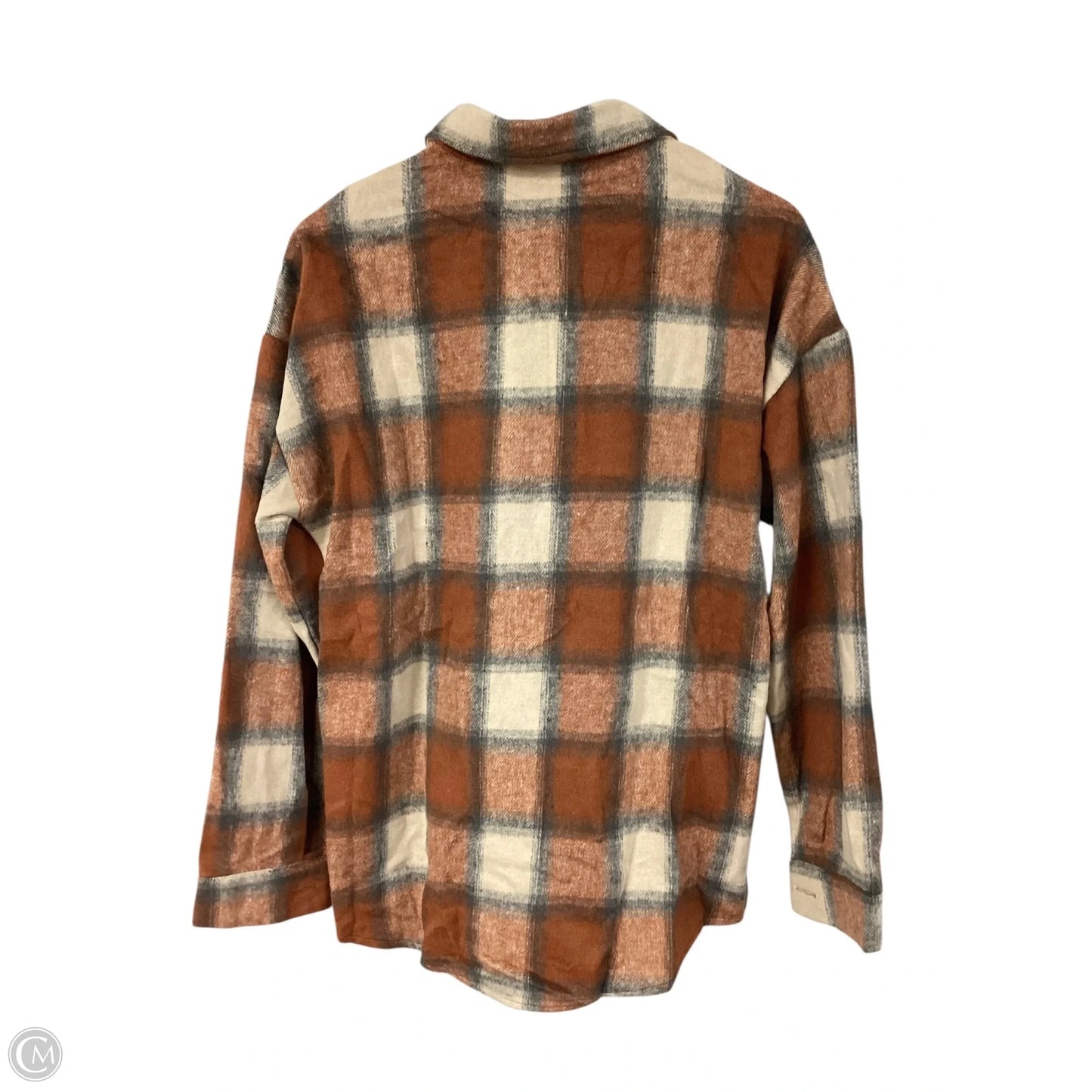 Jacket Shirt By Cme In Orange & Tan, Size: L