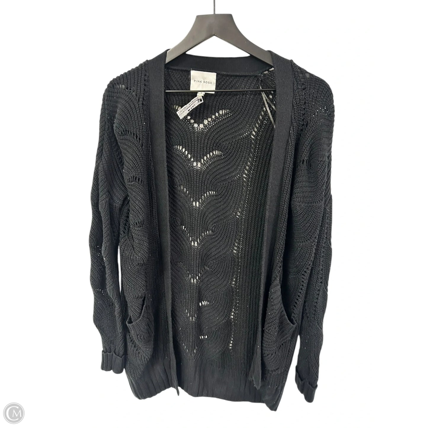 Sweater Cardigan By Pink Rose In Black, Size: S