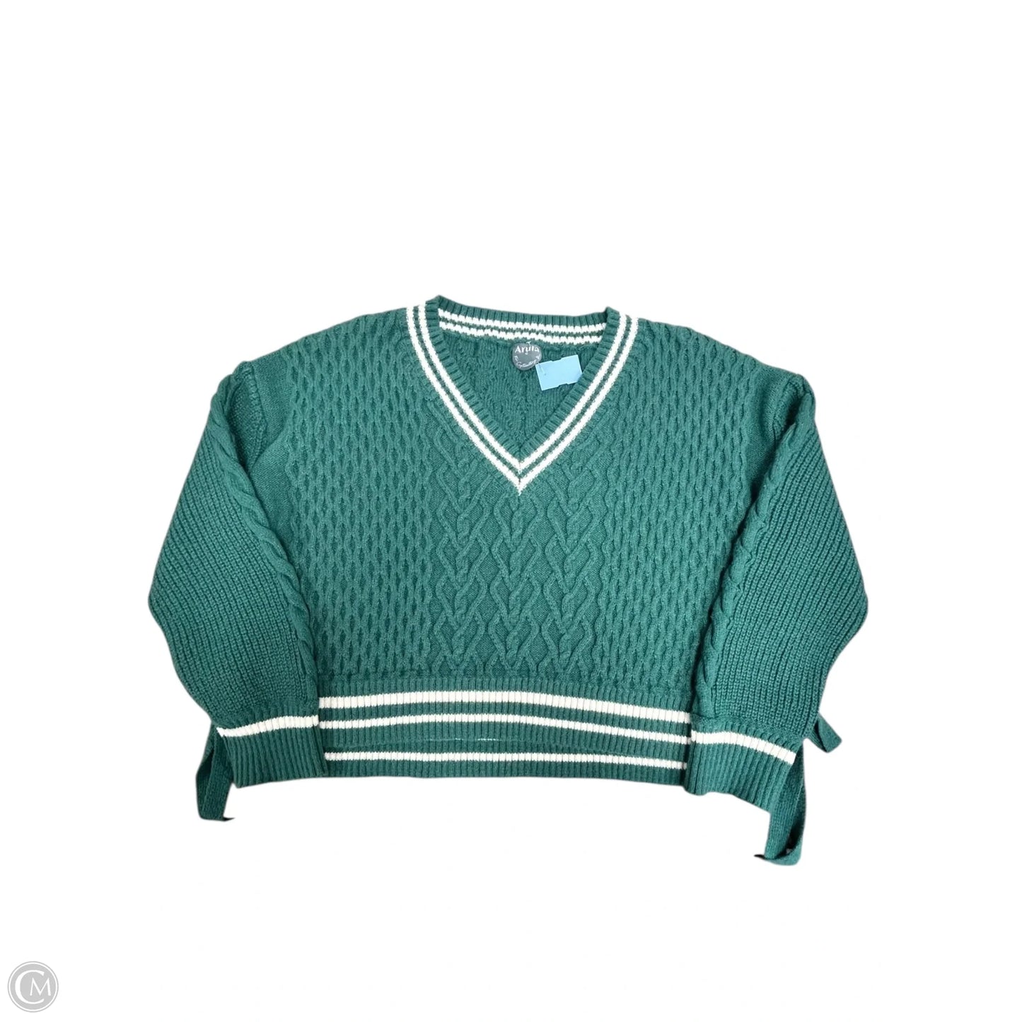Sweater By Arula In Green & White, Size: 3x