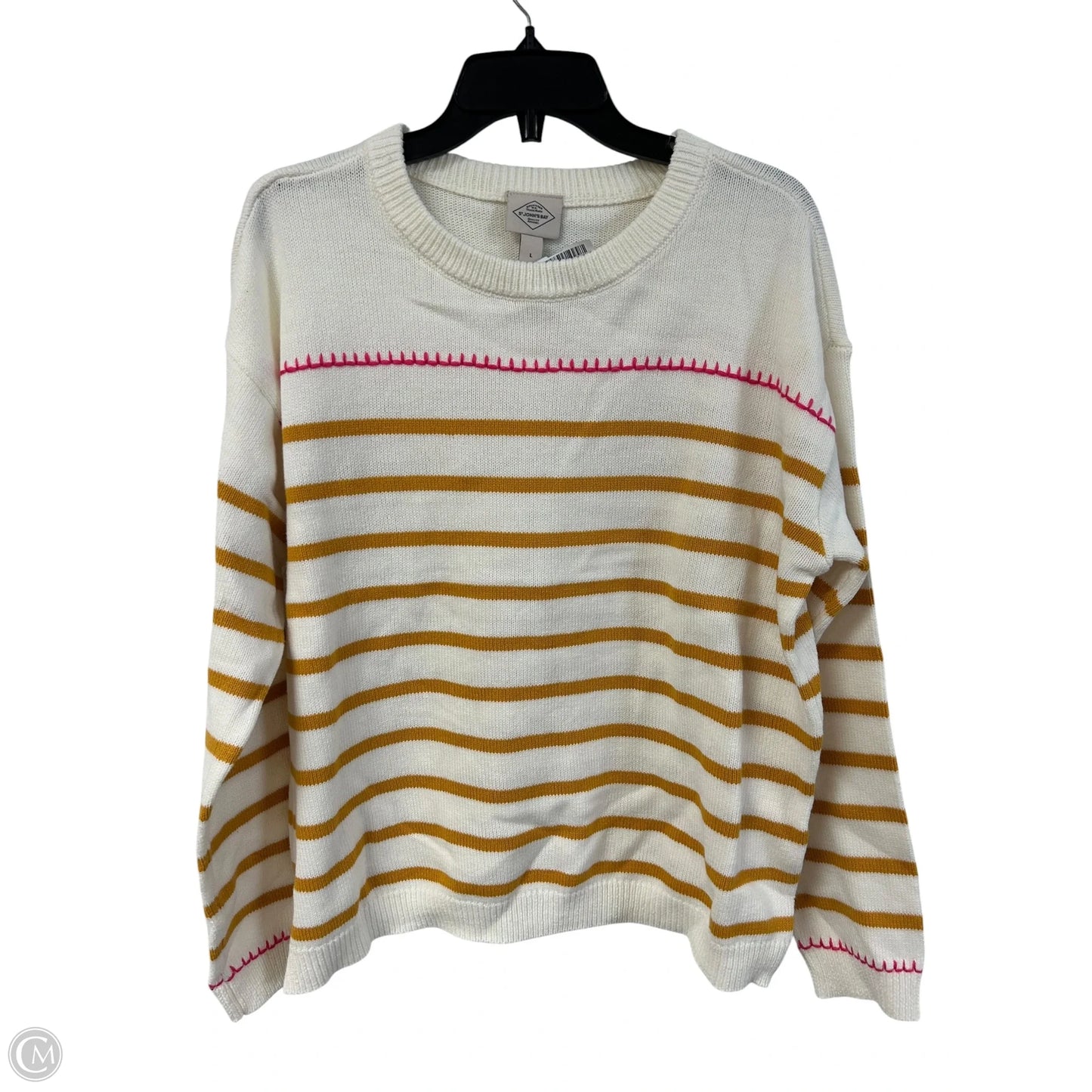Sweater By St Johns Bay In Cream & Yellow, Size: L