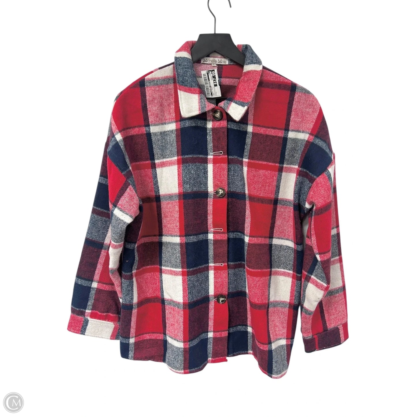 Jacket Shirt By Clothes Mentor In Red, Size: L