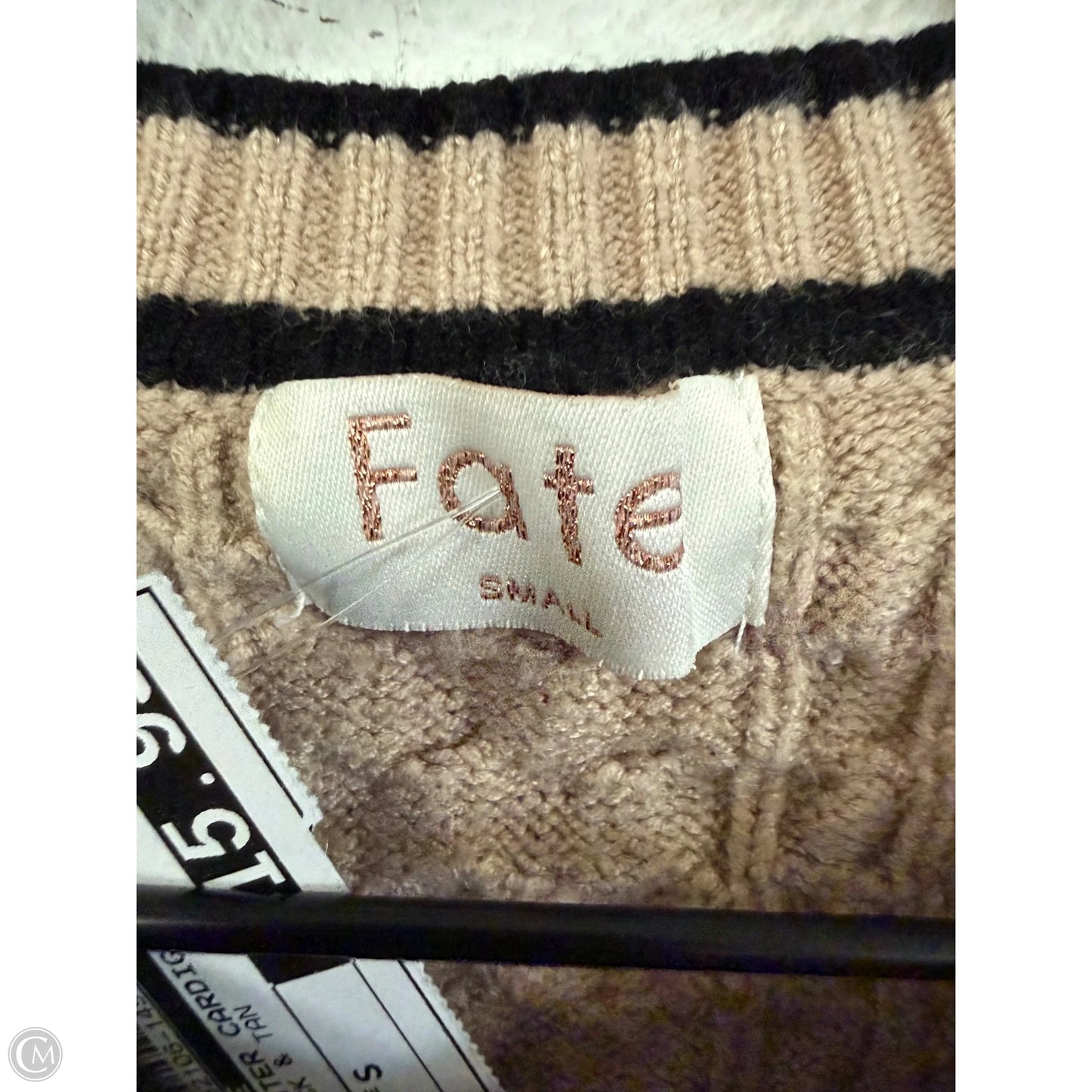 Sweater Cardigan By Fate In Black & Tan, Size: S