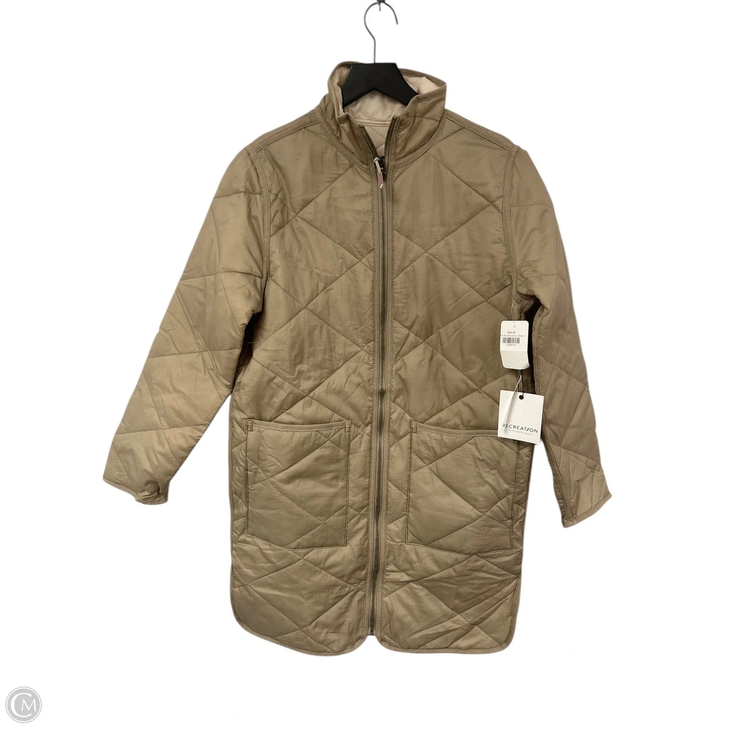 Jacket Puffer & Quilted By Thread And Supply In Cream & Tan, Size: L
