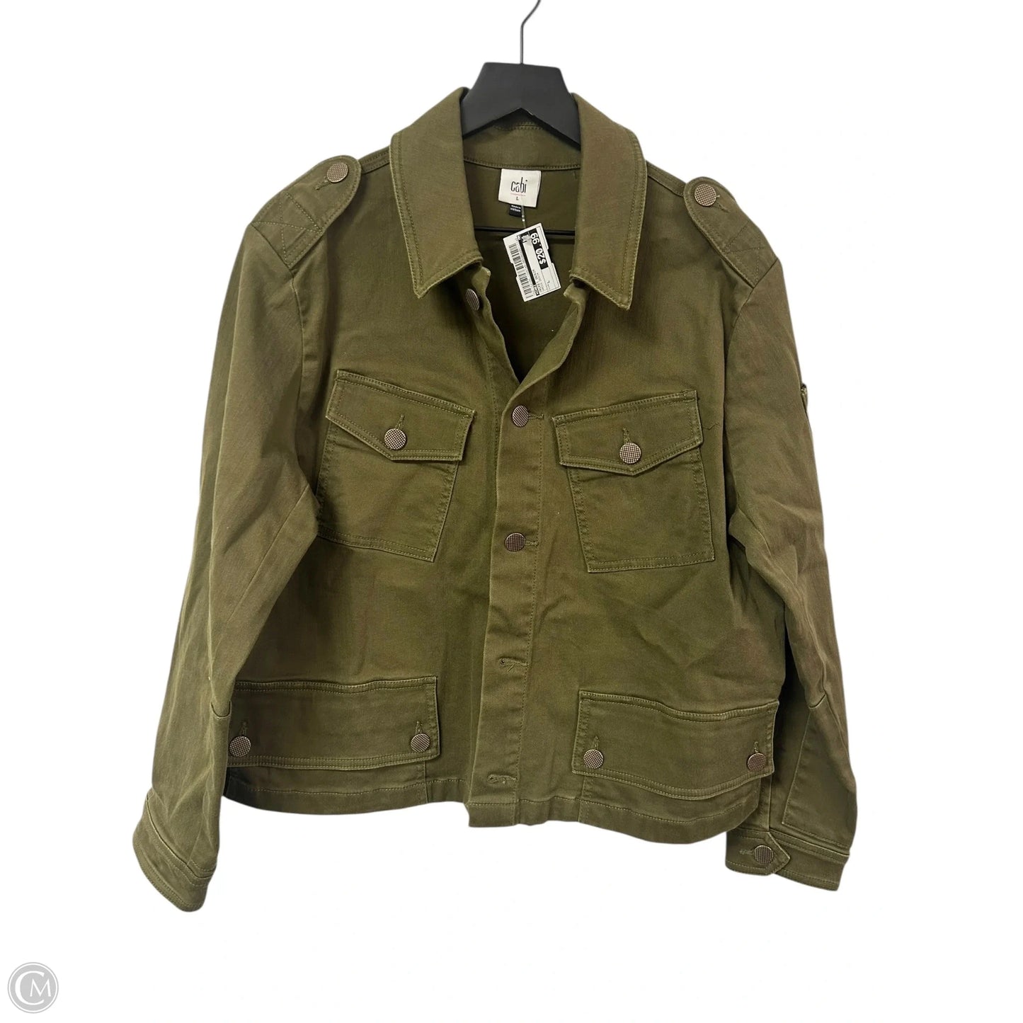 Jacket Denim By Cabi In Green Denim, Size: L