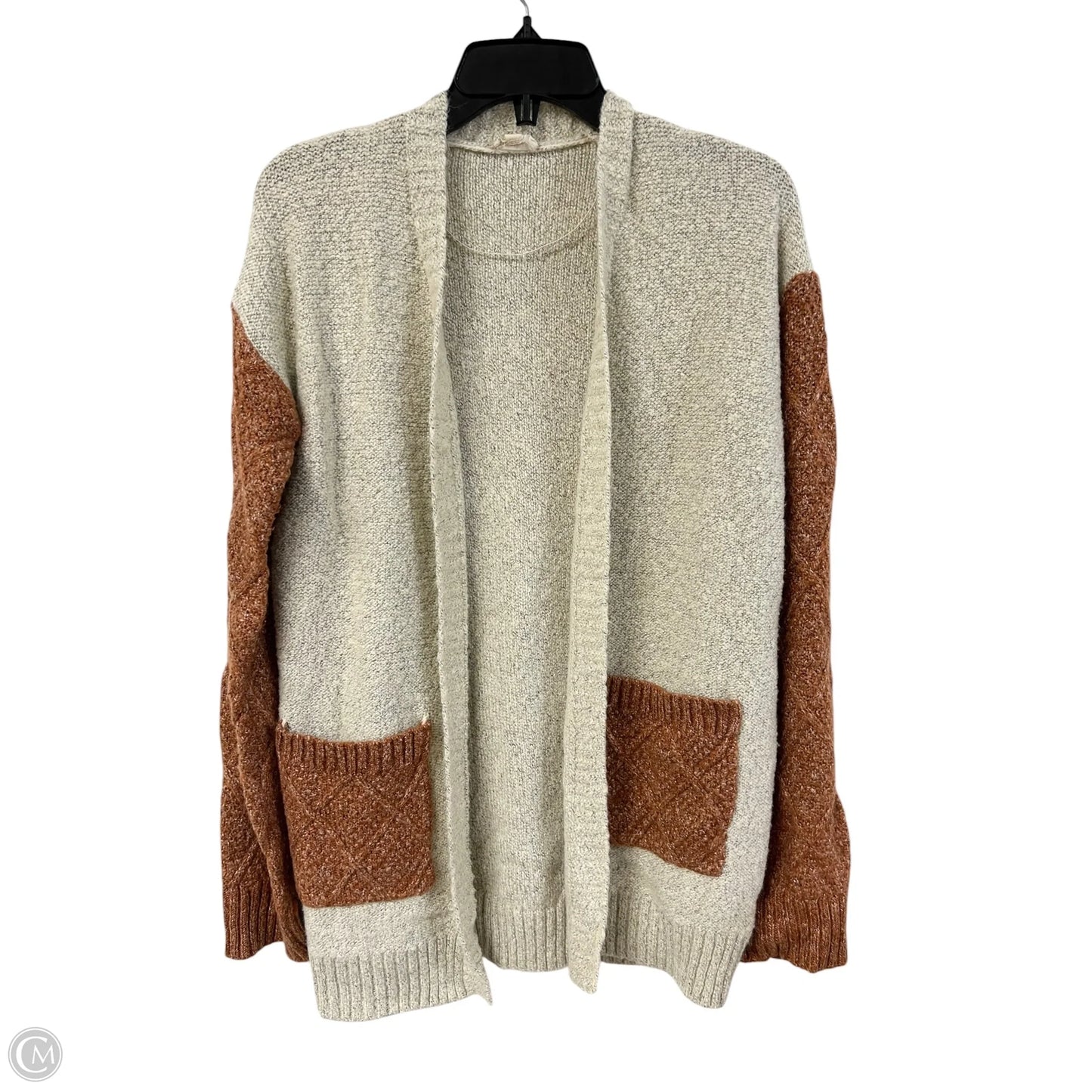 Sweater Cardigan By Hem & Thread In Brown & Grey, Size: S