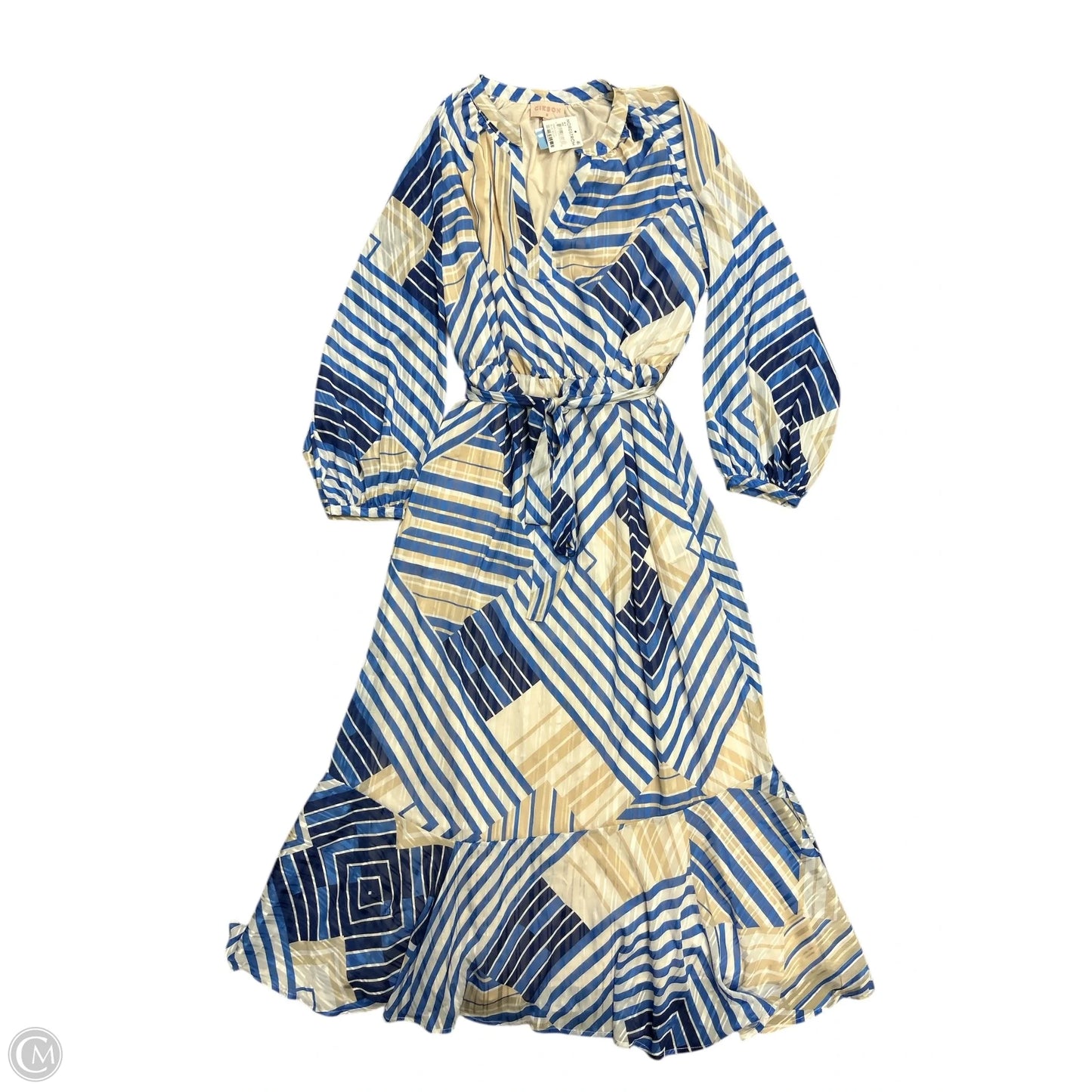 Dress Casual Maxi By Cmb In Blue & Tan, Size: M