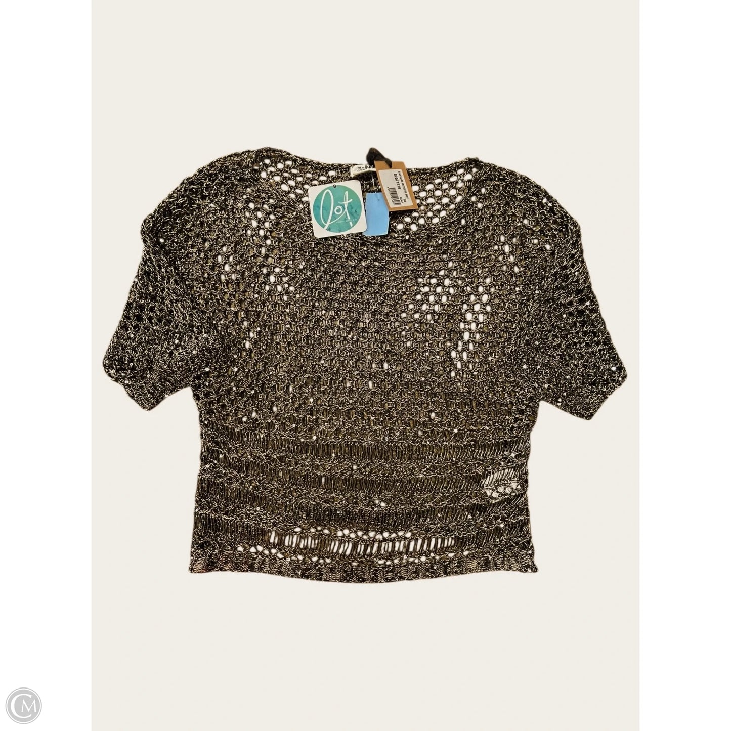 Top Short Sleeve By Clothes Mentor In Black & Gold, Size: Osfm