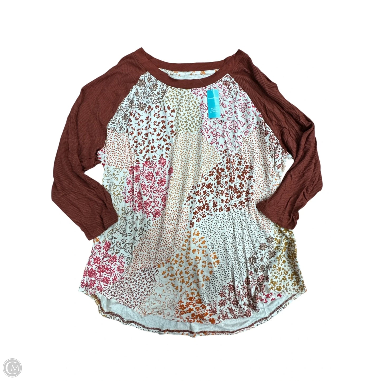 Top Long Sleeve By Maurices In Brown & Tan, Size: 1x