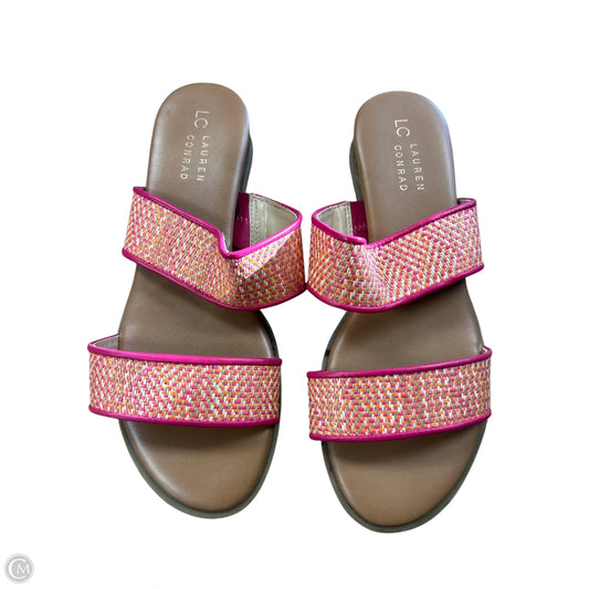 Sandals Flats By Lc Lauren Conrad In Pink & Tan, Size: 9