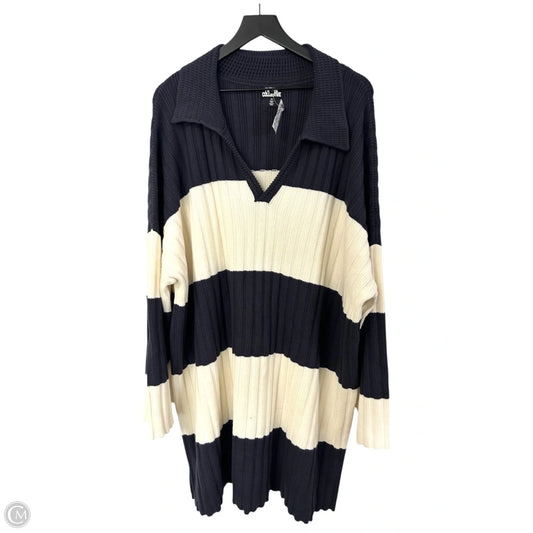 Dress Sweater By Future Collective In Blue & White, Size: 2x