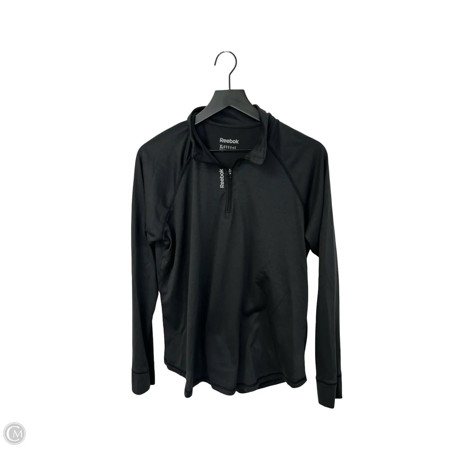 Athletic Top Long Sleeve Collar By Reebok In Black, Size: Xl