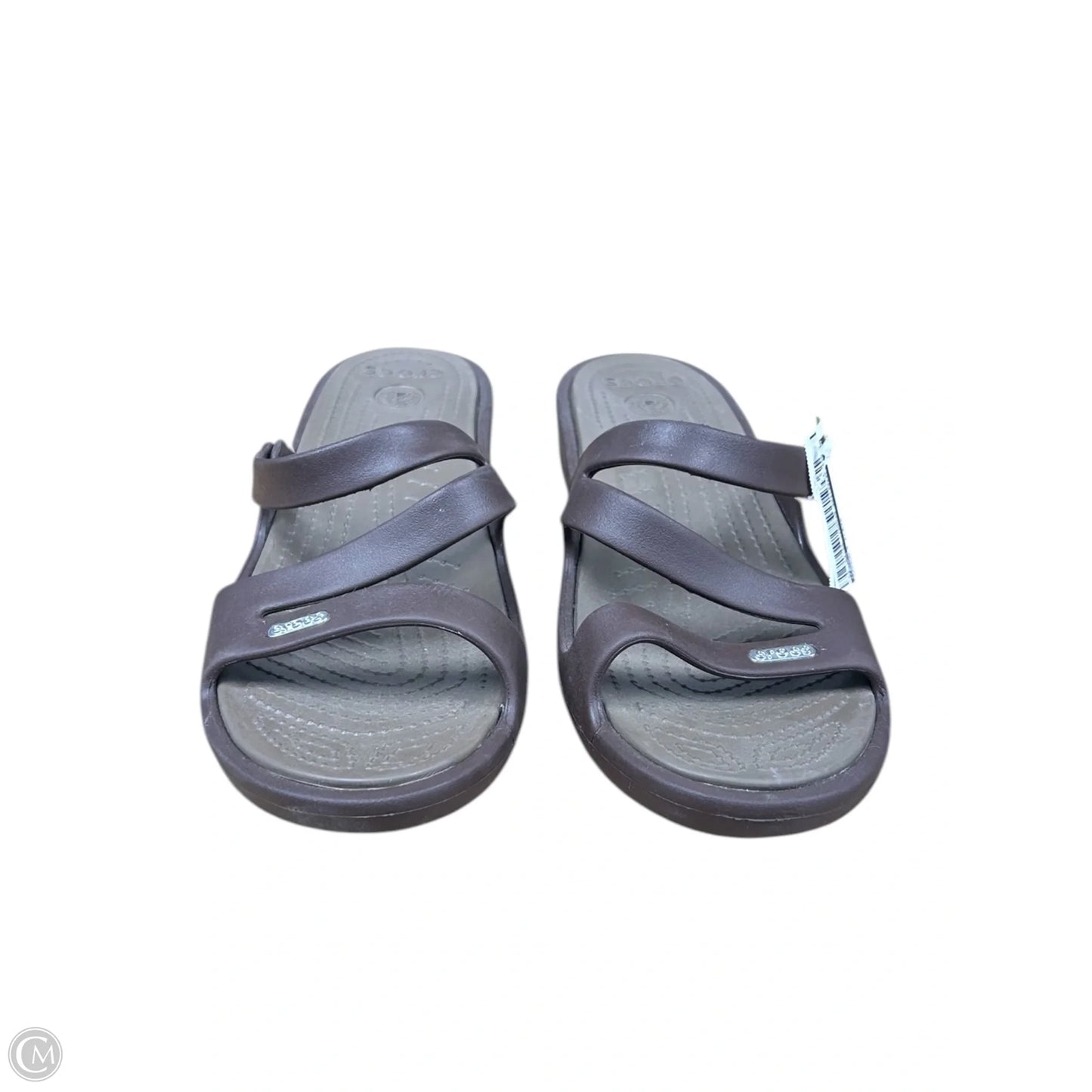 Sandals Flats By Crocs In Brown, Size: 11