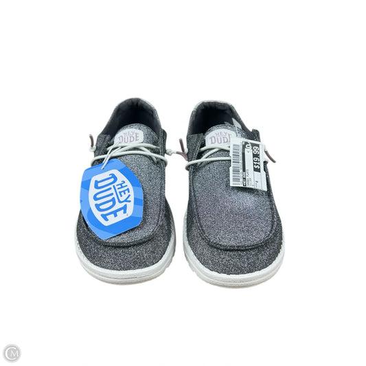 Shoes Flats By Hey Dude In Silver, Size: 8