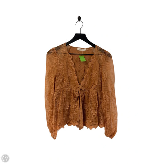 Top Long Sleeve By Mustard Seed In Tan, Size: S