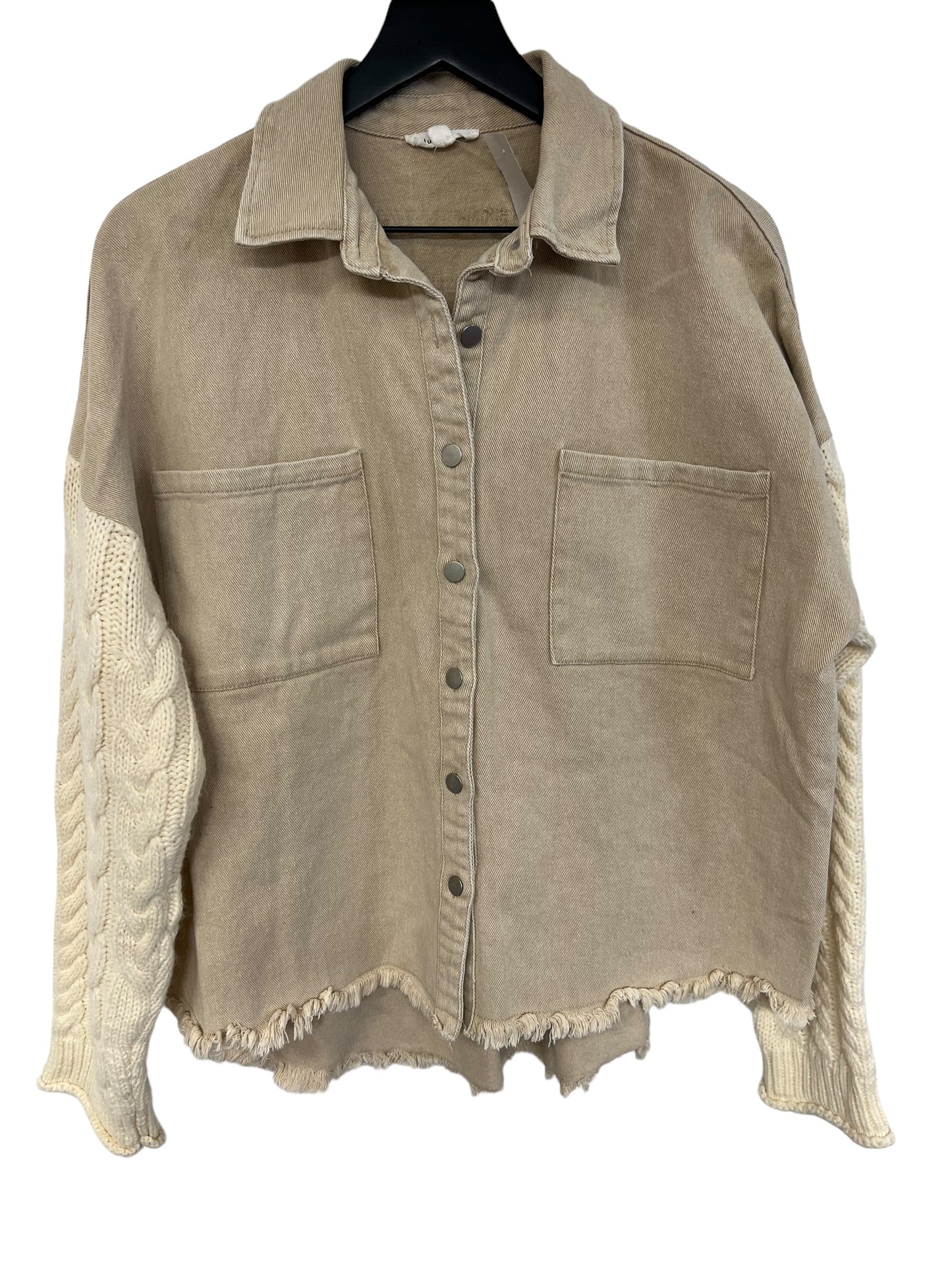 Jacket Shirt By Blu Pepper In Tan, Size: M