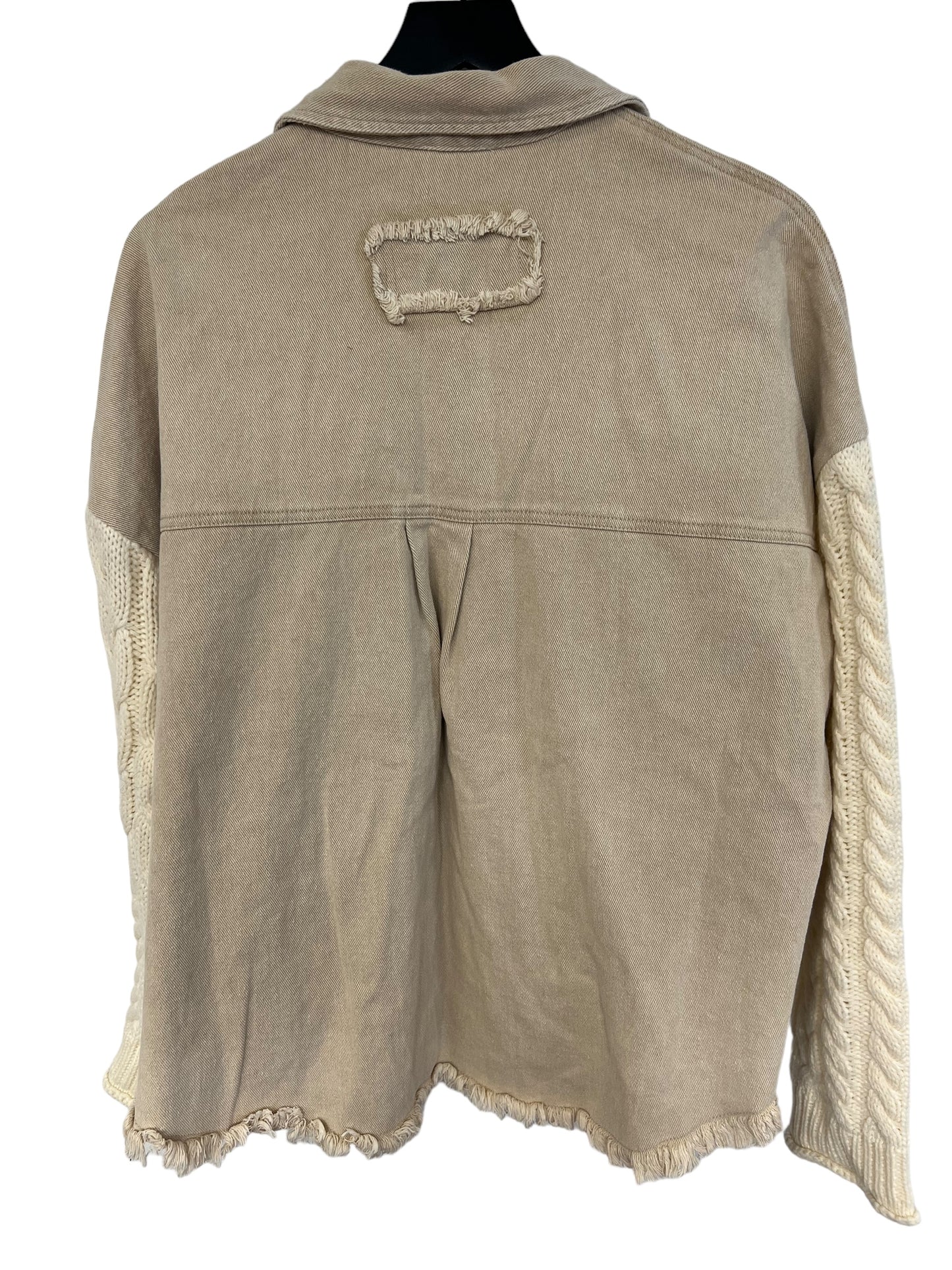 Jacket Shirt By Blu Pepper In Tan, Size: M