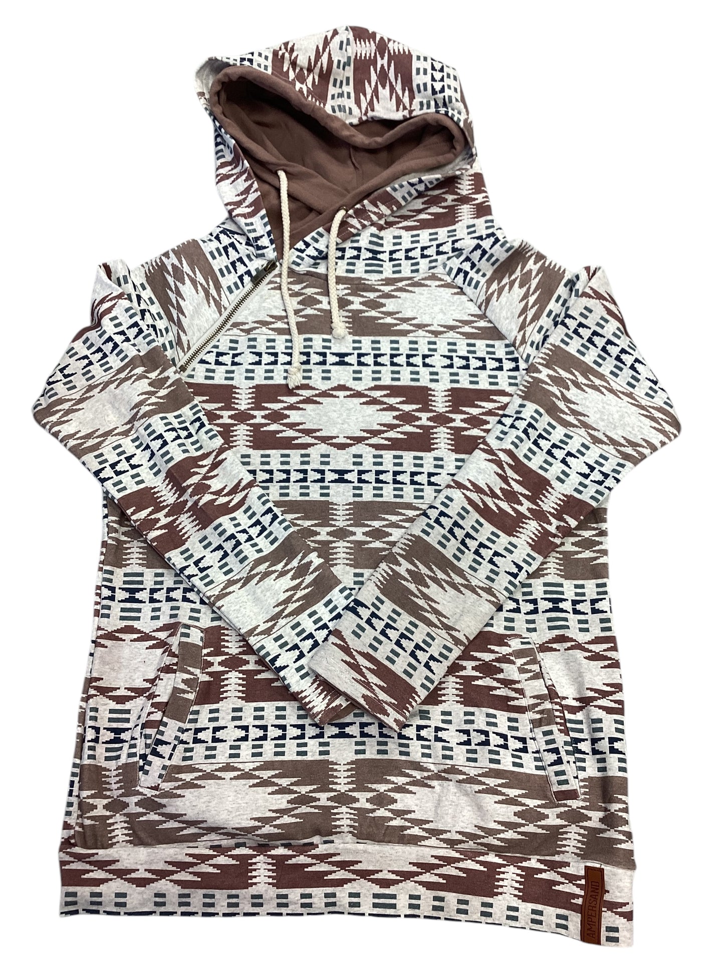 Sweatshirt Hoodie By Cmc In Brown & Grey, Size: M