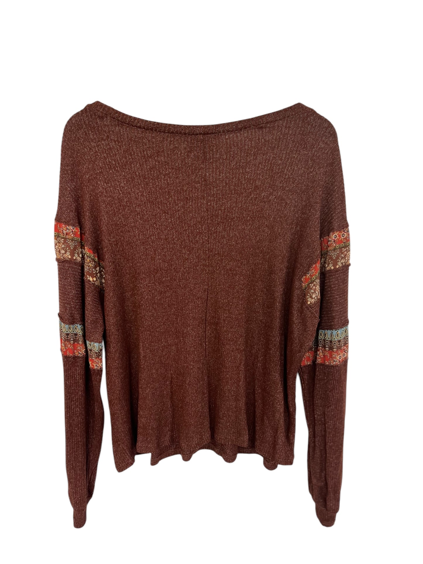 Top Long Sleeve By Daytrip In Brown, Size: L