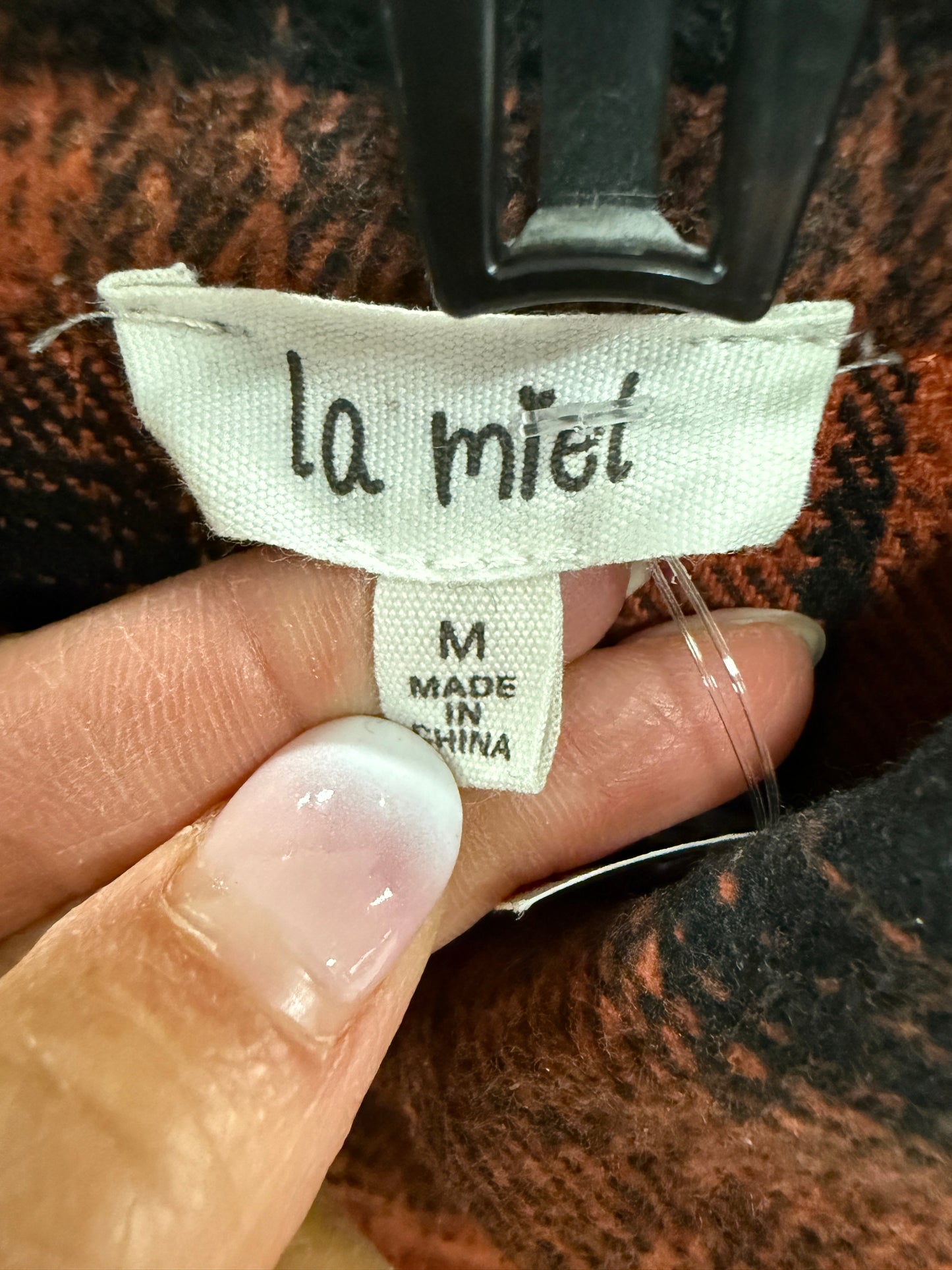 Jacket Shirt By La Miel In Black & Orange, Size: M