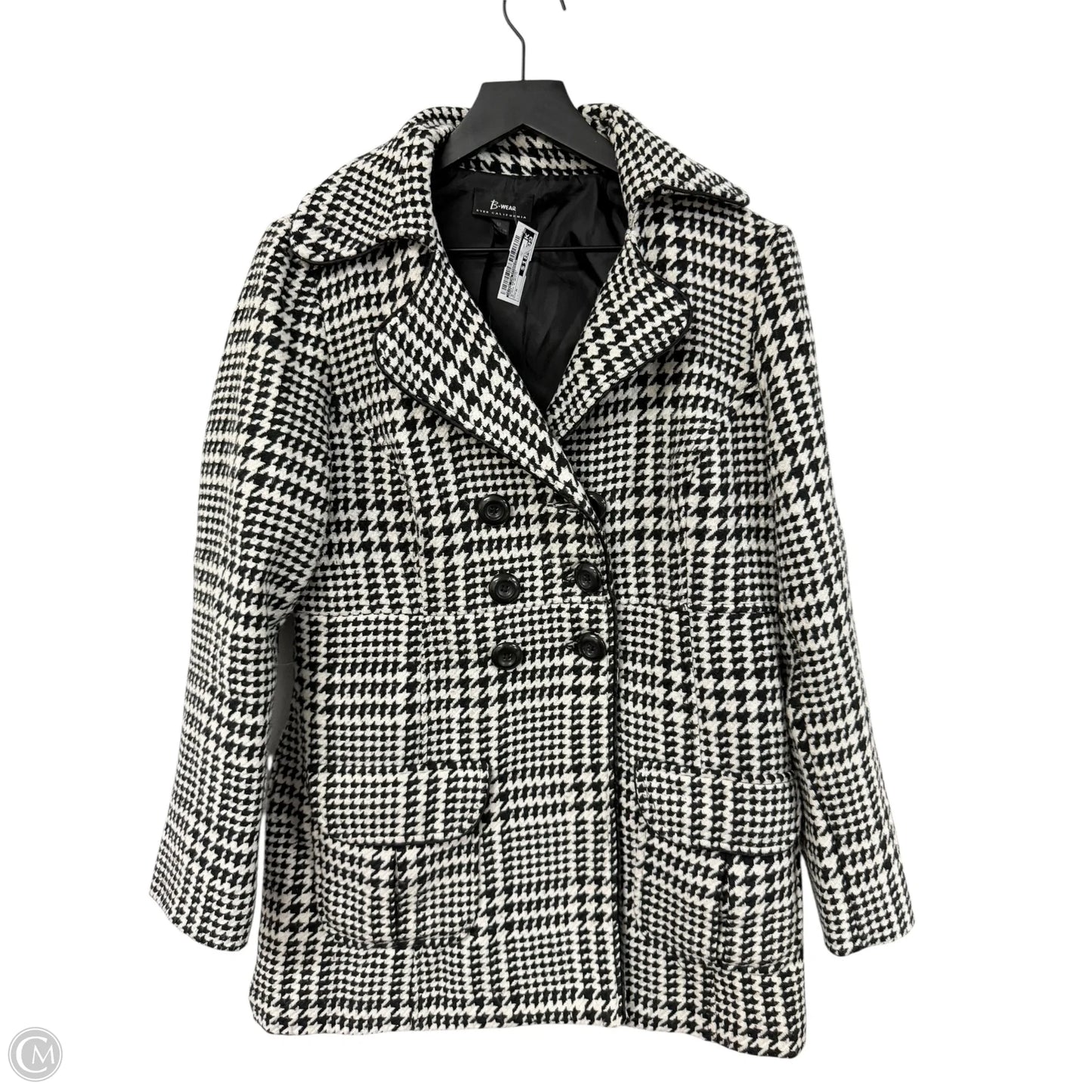 Coat Peacoat By Byer California In Black & White, Size: M