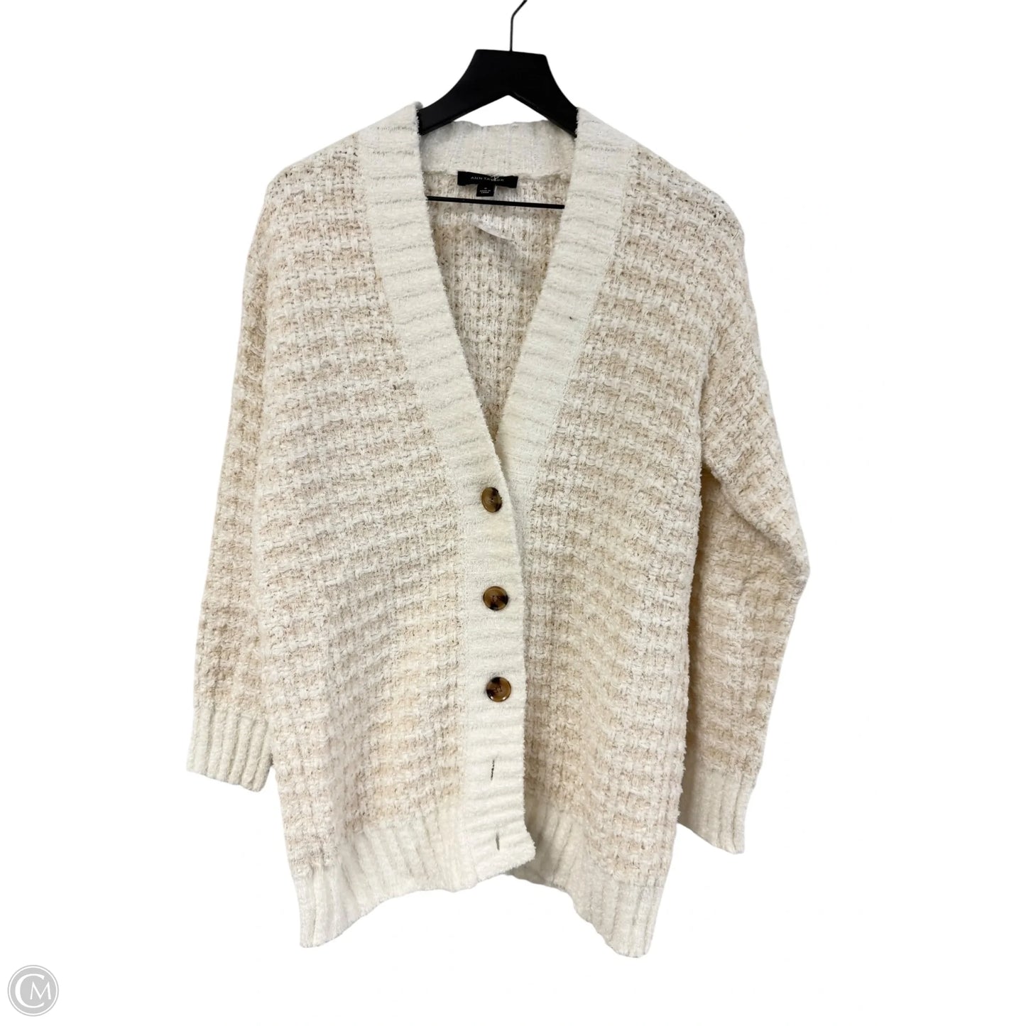 Sweater Cardigan By Ann Taylor In White, Size: M