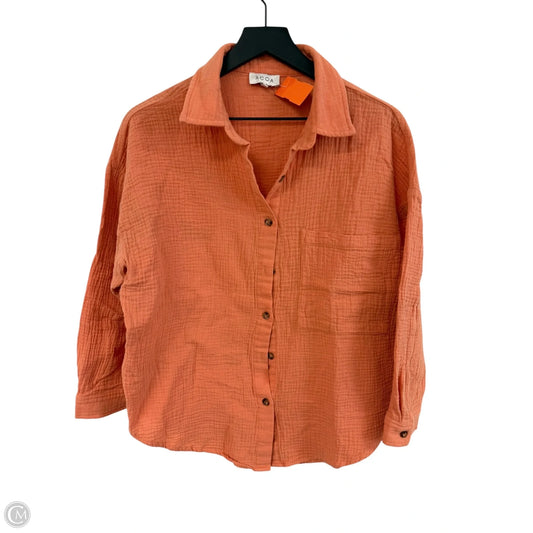 Blouse Long Sleeve By Clothes Mentor In Orange, Size: S