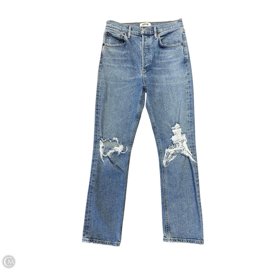 Jeans Straight By Agolde In Blue Denim, Size: 0