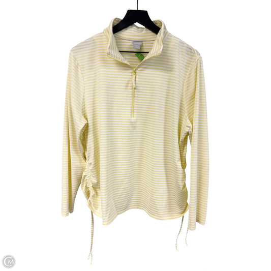 Athletic Top Long Sleeve Crewneck By Chicos In White & Yellow, Size: Xl