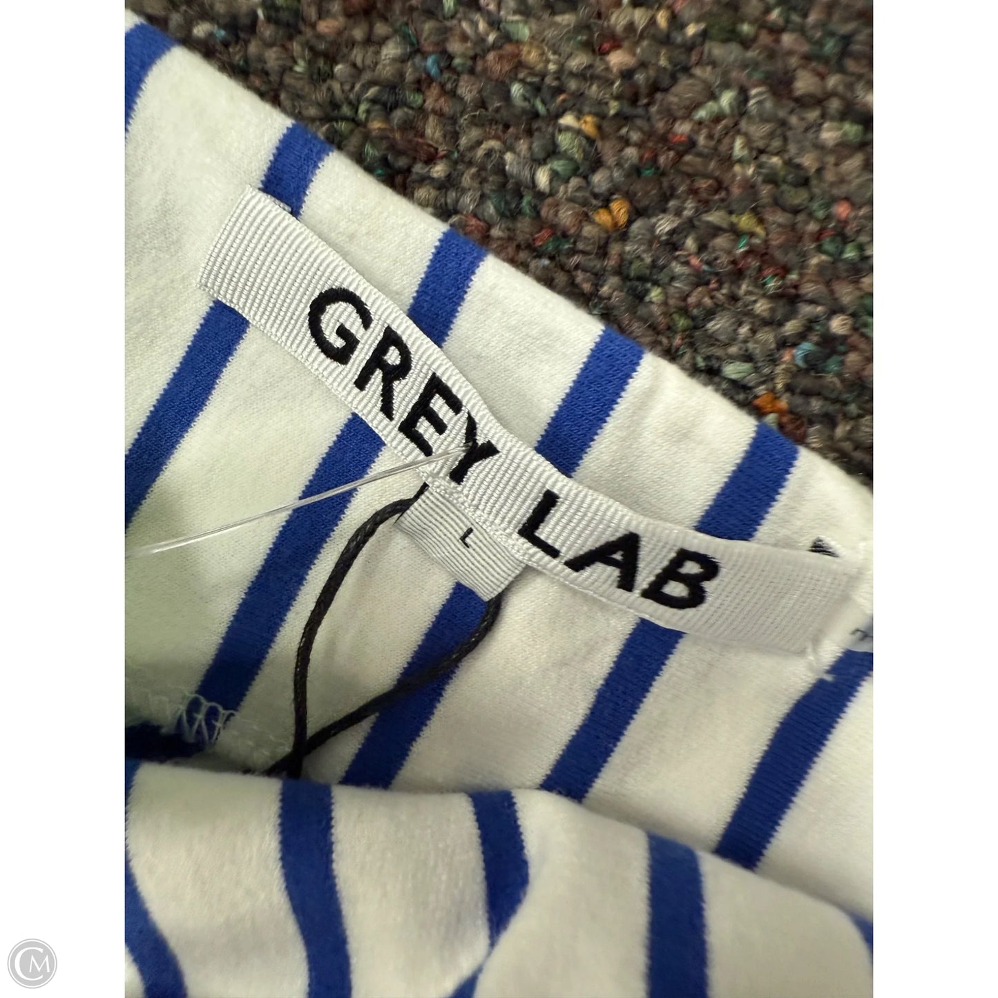 Top Long Sleeve By Grey Lab In Blue & White, Size: L