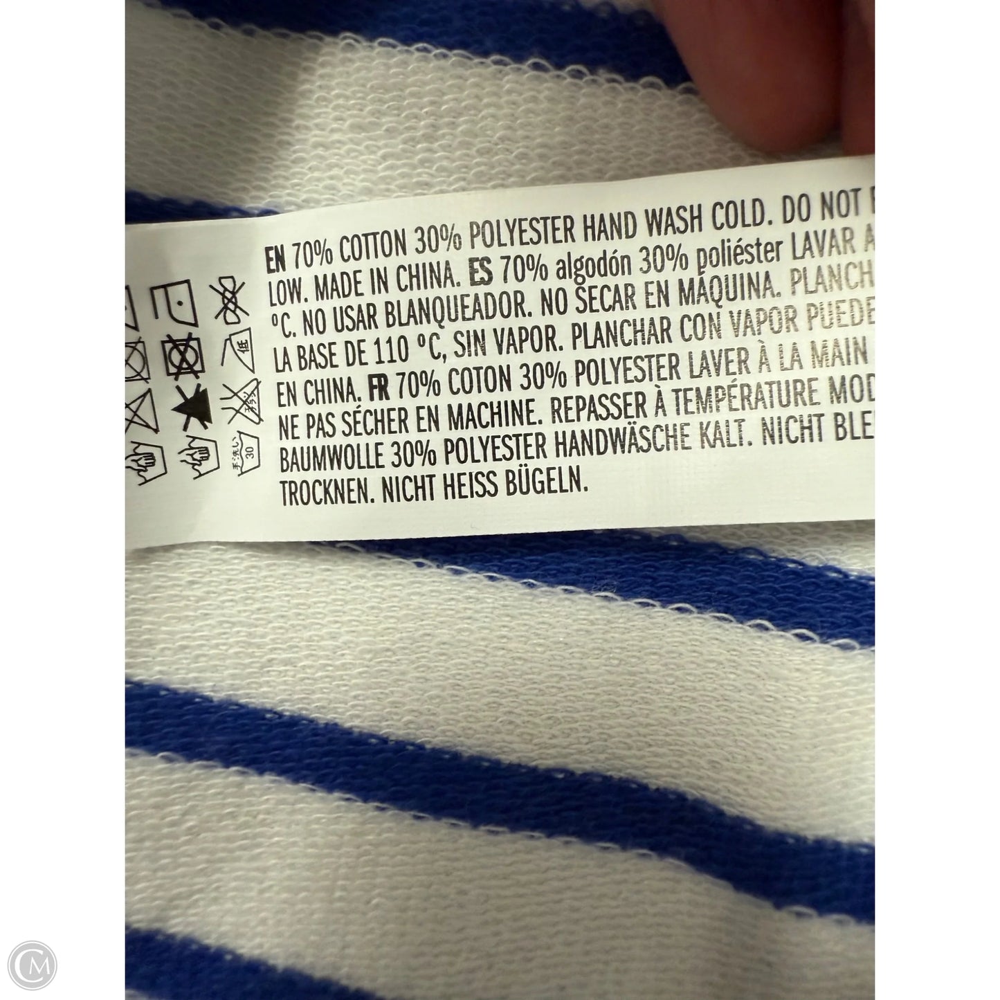 Top Long Sleeve By Grey Lab In Blue & White, Size: L