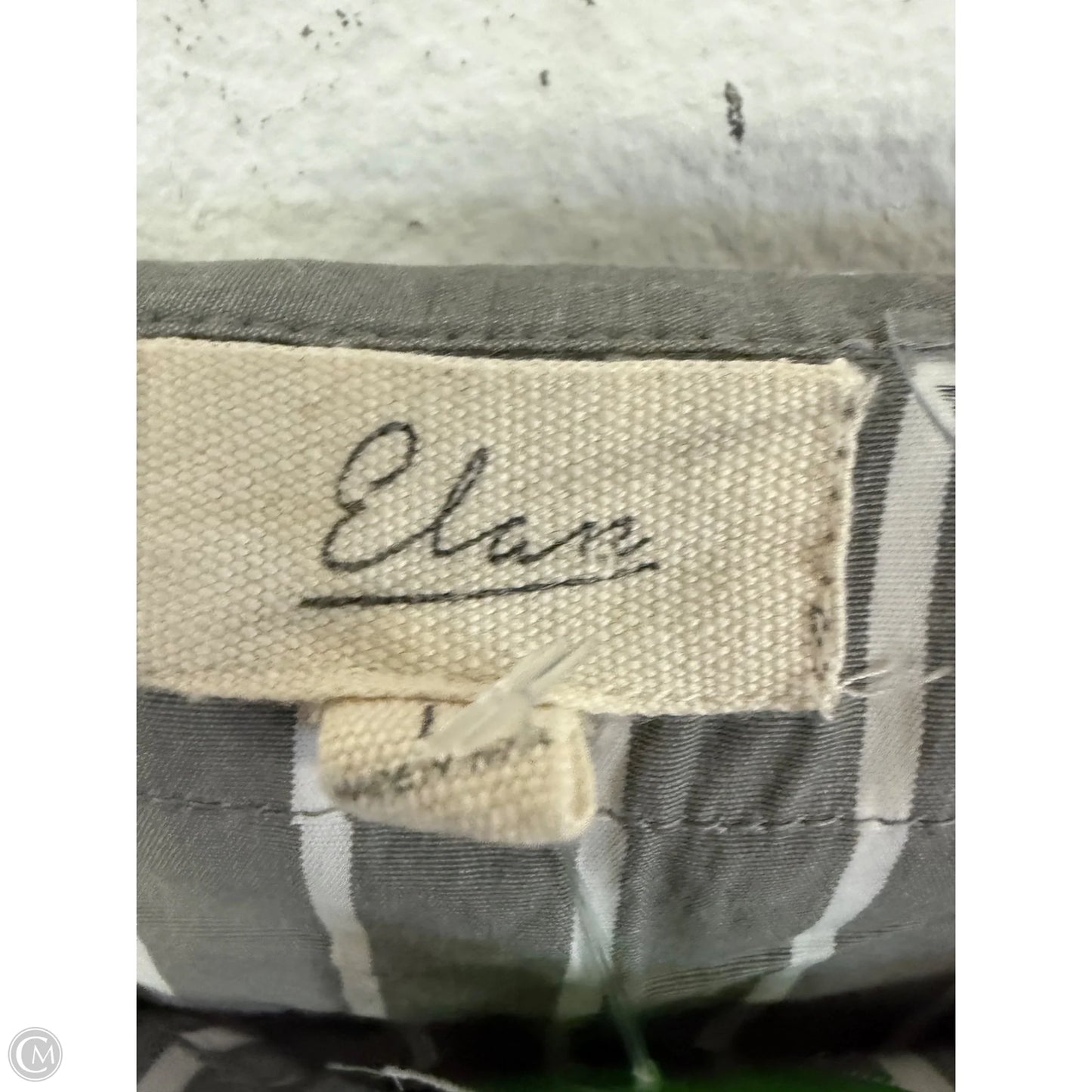 Blouse Long Sleeve By Elan In Grey & White, Size: L