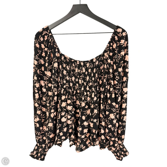 Top Long Sleeve By By Together In Black & Pink, Size: S